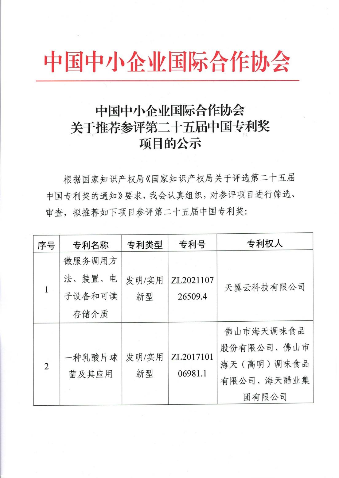中国中小企业国际合作协会关于推荐参评第二十五届中国专利奖项目的公示（盖章扫描件）_00.jpg